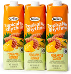 Grace Tropical Rhythms Ginger and Pineapple Juice 1 Liter (33.8oz) - 3 Cartons - Jamaican Fruit Juice