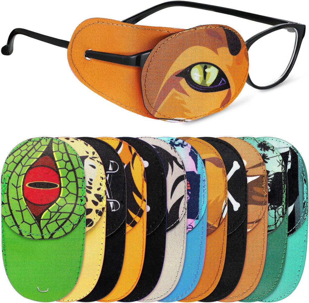 Newcotte 12 Pcs Eye Patch for Kids Toddler Reusable Adjustable Girls Boys Eyepatch for Glasses Left or Right Eye Patch, Assorted Patterns(Spooky)