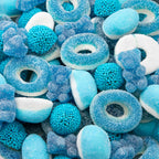 Blue Candy Mix | 1-Pound Bag | Blue Raspberry Candy | Sweet & Sour Gummies for Gender Reveal | Baby Shower Party Favors for Boy | Gummi Bears, Nonpareil Berries, Gummy Rings & Puffs