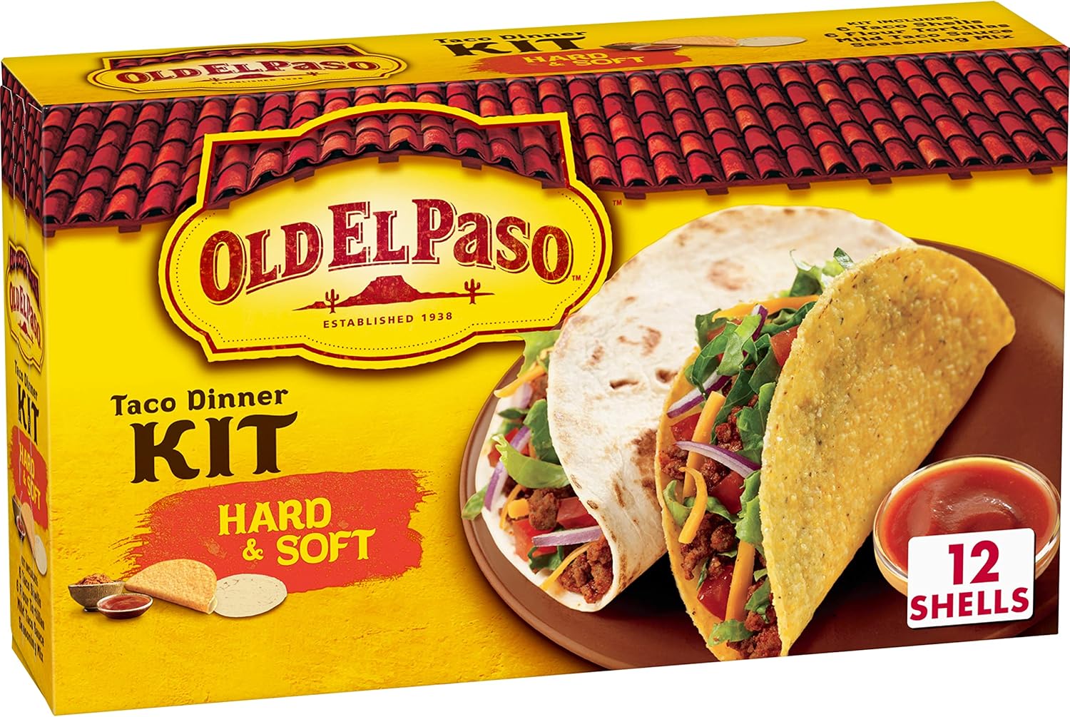 Old El Paso Hard and Soft Taco Dinner Kit, Meal Prep, 12 Ct, 11.4 oz