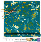 Bee's Wrap Beeswax Wraps for Food - Cut to Size 14x52" Beeswax Wrap Roll - Made in USA Reusable Natural Food Wrap - Ocean