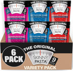 SKINNY PASTA Variety Pack - Healthy Konjac Shirataki Noodles, Low Carb Keto Pasta, Gluten Free, 6 Pack