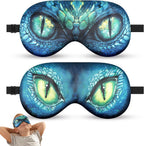 2 Pcs Sleep Mask for Kids Boys, Silk Eye Covers for Sleeping, Adjustable Strap & Light Blocking Design, Adult Children's Bedtime Blindfold for Travel and Home Use (Green Dinosaur Eyes)