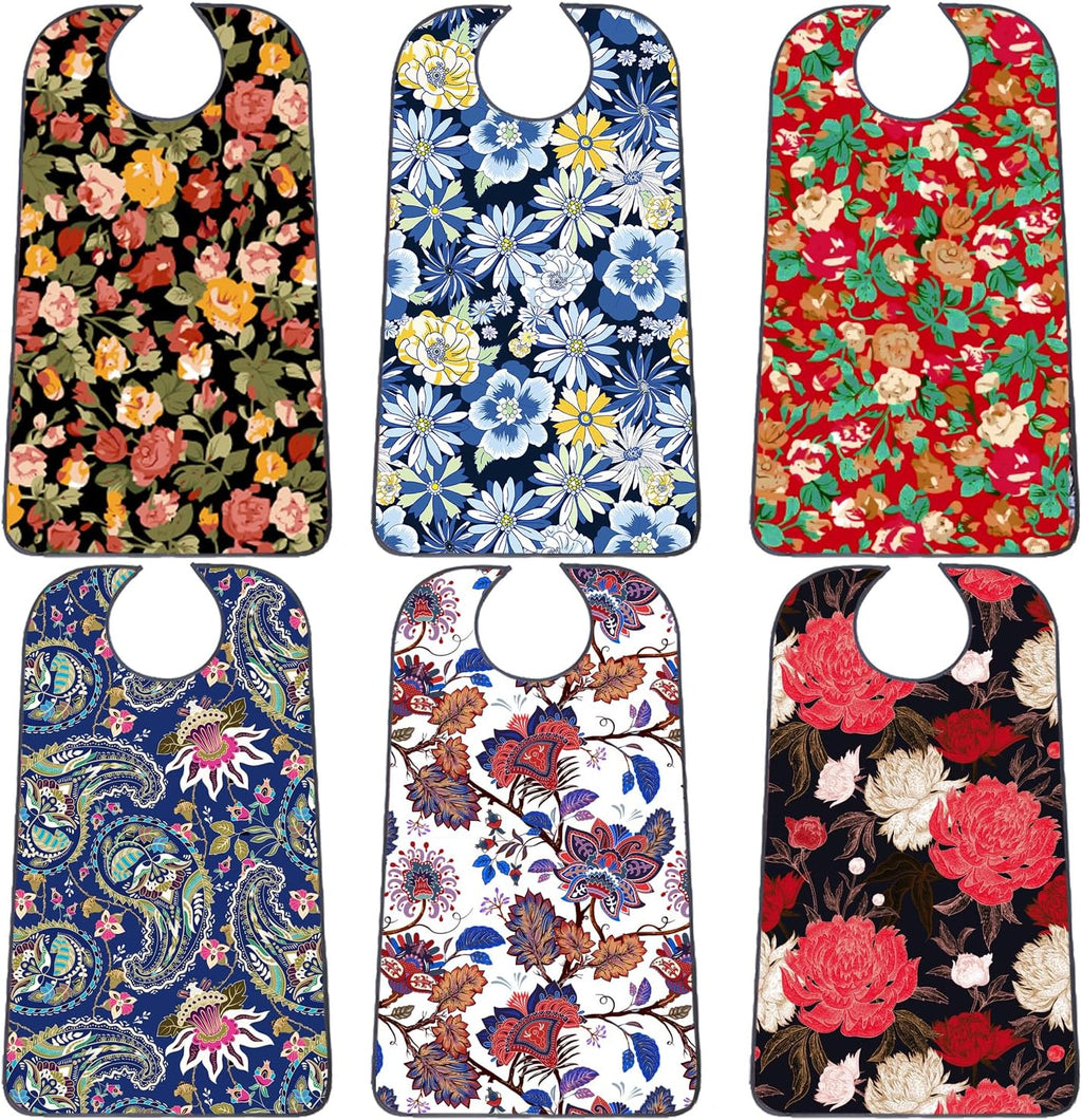 Adult Bibs with Crumb Catcher, Washable and Adjustable Adult Bibs for Women Men Elderly Seniors