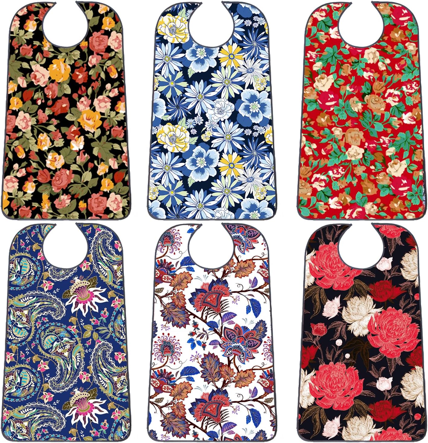 Adult Bibs with Crumb Catcher, Washable and Adjustable Adult Bibs for Women Men Elderly Seniors