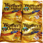 Werther's Original Sugar Free Hard Candies Bundle - Hard Candy & Caramel Coffee Flavored, Individually Wrapped Sugar-Free Treats for Halloween, Parties, or Snacks - Pack of 4 Bags (2 Flavors Each)