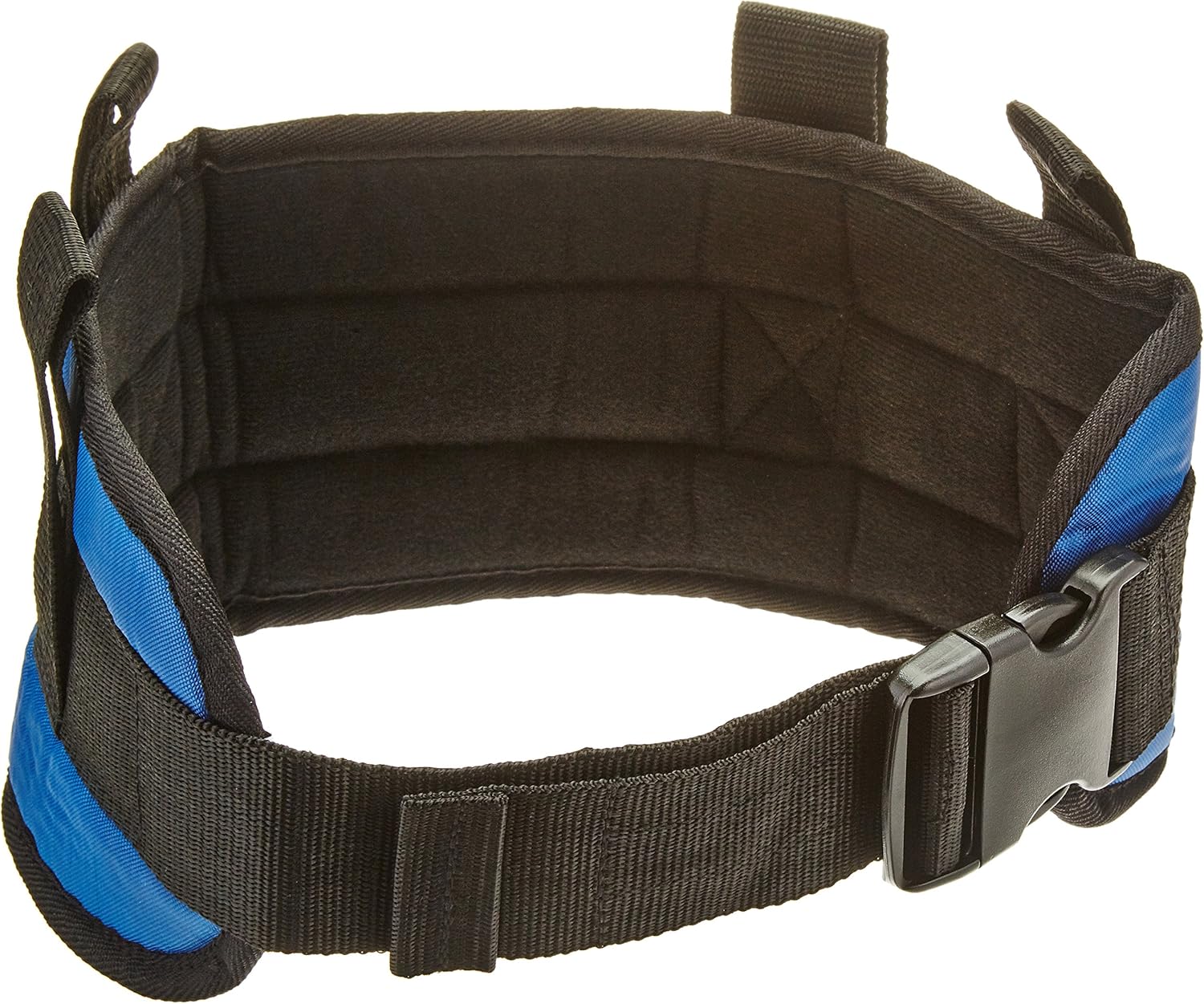 Sammons Preston Padded Gait Belt with Handles, 5.5" Wide Transfer Belt with 4 Loops & Quick Release Buckle, Limited Mobility Aid Belt for Patient Transfer & Care, Blue, Small Belt Fits 24"-30" Waist