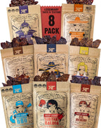 Righteous Felon Beef Jerky Variety Pack | Gluten Free Beef Jerky Snack Packs for Adults | High Protein, Keto-Friendly, Low Sugar | Made with Premium Meats | Beef Jerky Gifts for Men | Sampler 8 Pack