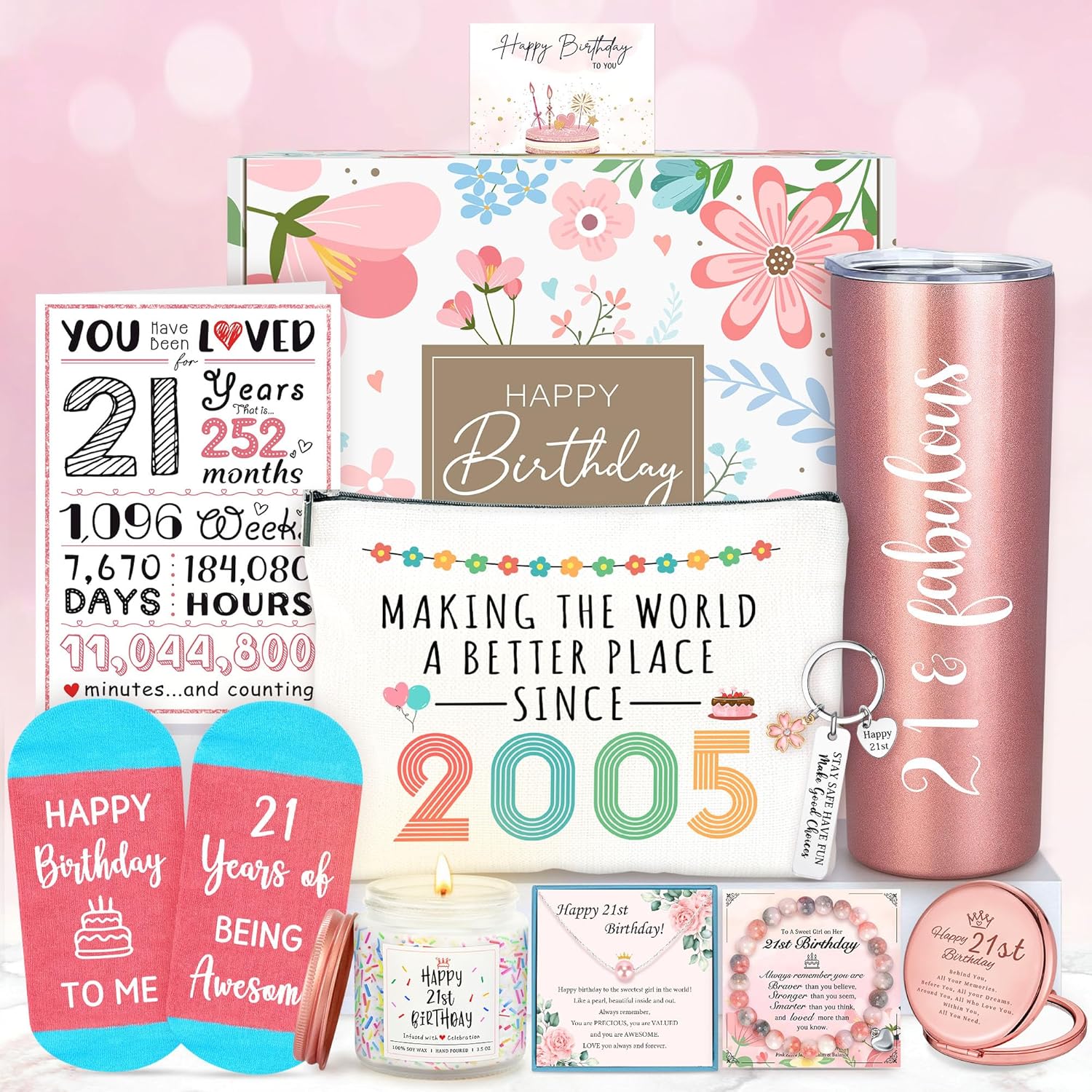 21st Birthday Gifts for Her Women 21 Year Old Birthday Gifts for Her Funny Gift Ideas for 21 Years Old Female Unique Happy 21st Bday Decorations Must Haves for Girl Cool Best 21 Year Olds Accessories