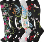 bropite Flora Compression Socks for Women & Men-Knee high 6 Pairs 20-30mmhg Support Running Nurse Travel