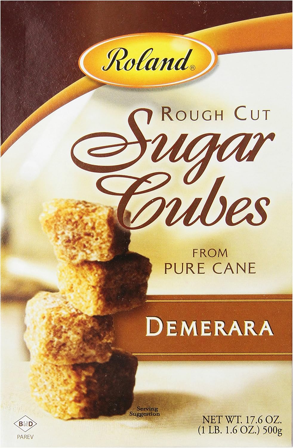 Roland Rough Cut Demerara Sugar Cubes, 17.6-Ounce Boxes (Pack of 6)