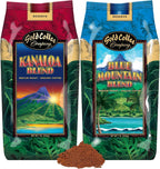Gold Coffee Bundle | Kanaloa & Blue Mountain, Medium Roast, Ground |100% Arabica Coffee, 1 lb. (Pack of 2)