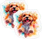 Cockapoo Sticker 4 Inch 2-Pack Curly Cute Hybrid Dog – Waterproof Vinyl Decal for Laptop Water Bottle Car Tumbler - Durable Aesthetic Long-Lasting Stickers for Adults ID45039