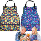 Adult Bibs with Crumb Catcher for Women,2 Pack Adjustable Bibs for Eating,Waterproof Washable Clothing Protectors,Reusable Large Feeding Bib for Men Elderly Seniors