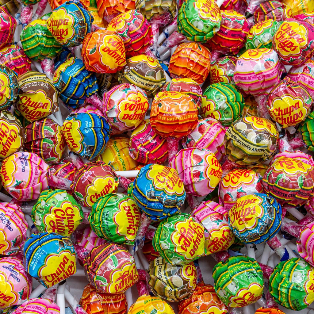 Chupa Chups Assorted 4 lb – 8 Flavors, Individually Wrapped Lollipops, Bulk Candy in Resealable Bag