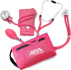 ASA TECHMED Dual Head Sprague Stethoscope and Sphygmomanometer Manual Blood Pressure Cuff Set with Case, Gift for Medical Students, Doctors, Nurses, EMT and Paramedics, Pink