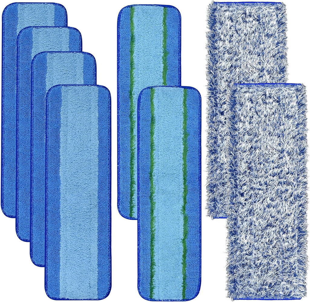 8 Pack Microfiber Cleaning Pad for Bona Mop Hardwood & Hard Surface Floors Dry and Wet Floor Cleaning - Includes 4 Microfiber Cleaning Pad, 2 Deep Clean Pads and 2 Dusting Pad - Dual Zone Cleaning