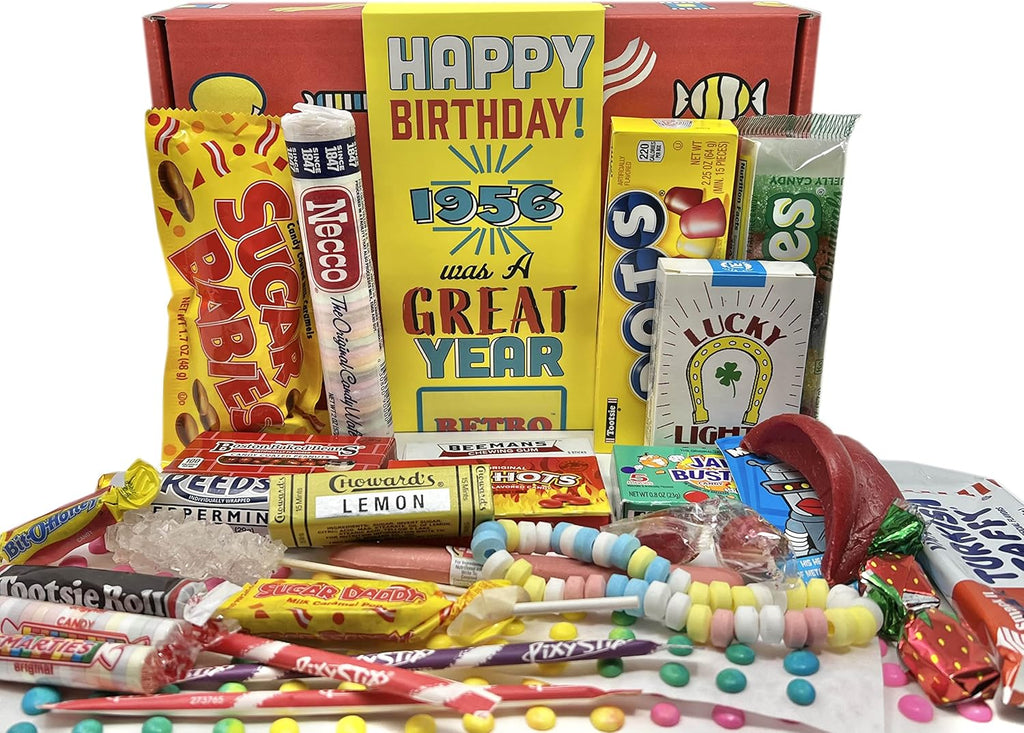 RETRO CANDY YUM ~ 1956 70th Birthday Gift Box Nostalgic Mix from Childhood for 70 Year Old Man or Woman Born 1956 Jr