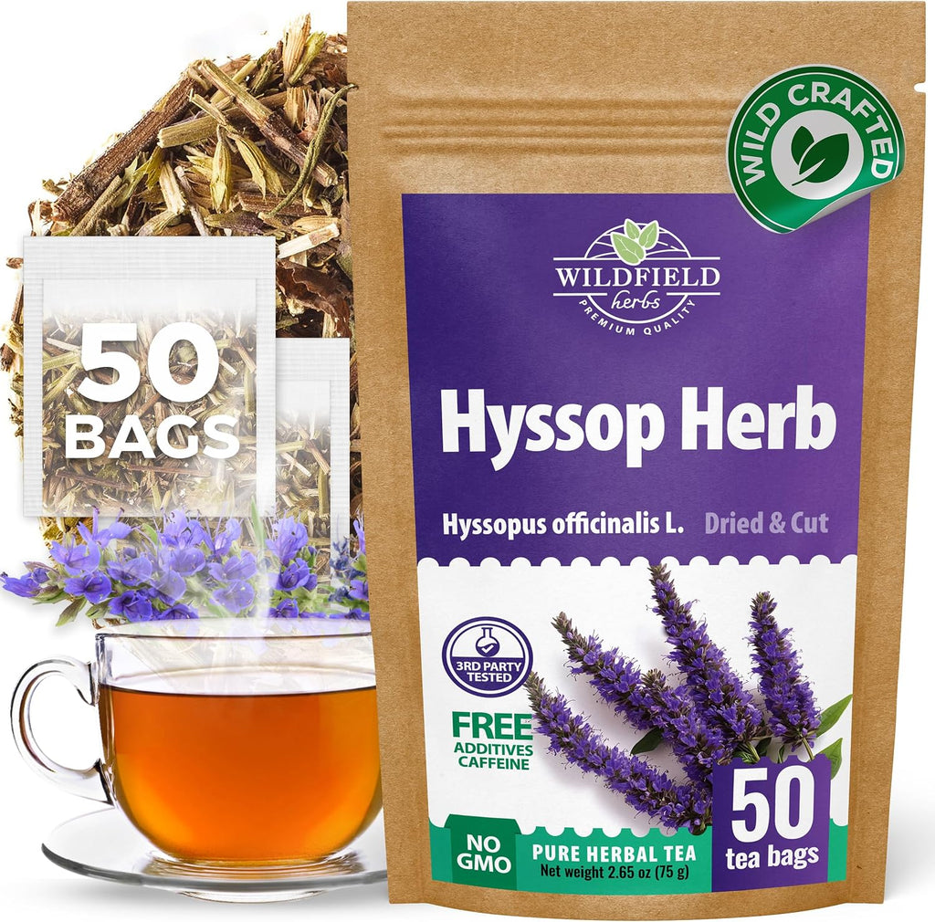 50 Bags Hyssop Dried Herb Hyssop Tea Herbal (Hyssópus Officinális) - 50 Count 1.5 g Tea Bag Herb Hyssops Hissop Hysopp Hisopo