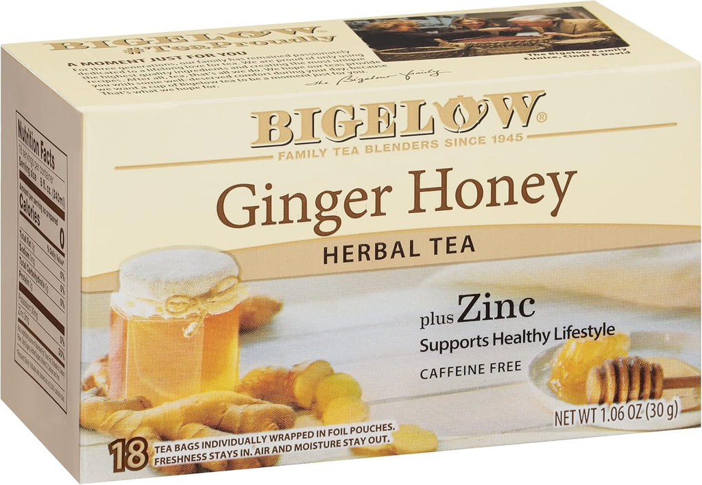 Bigelow Tea Ginger Honey plus Zinc, 18 Count (Pack of 6), 108 Total Tea Bags