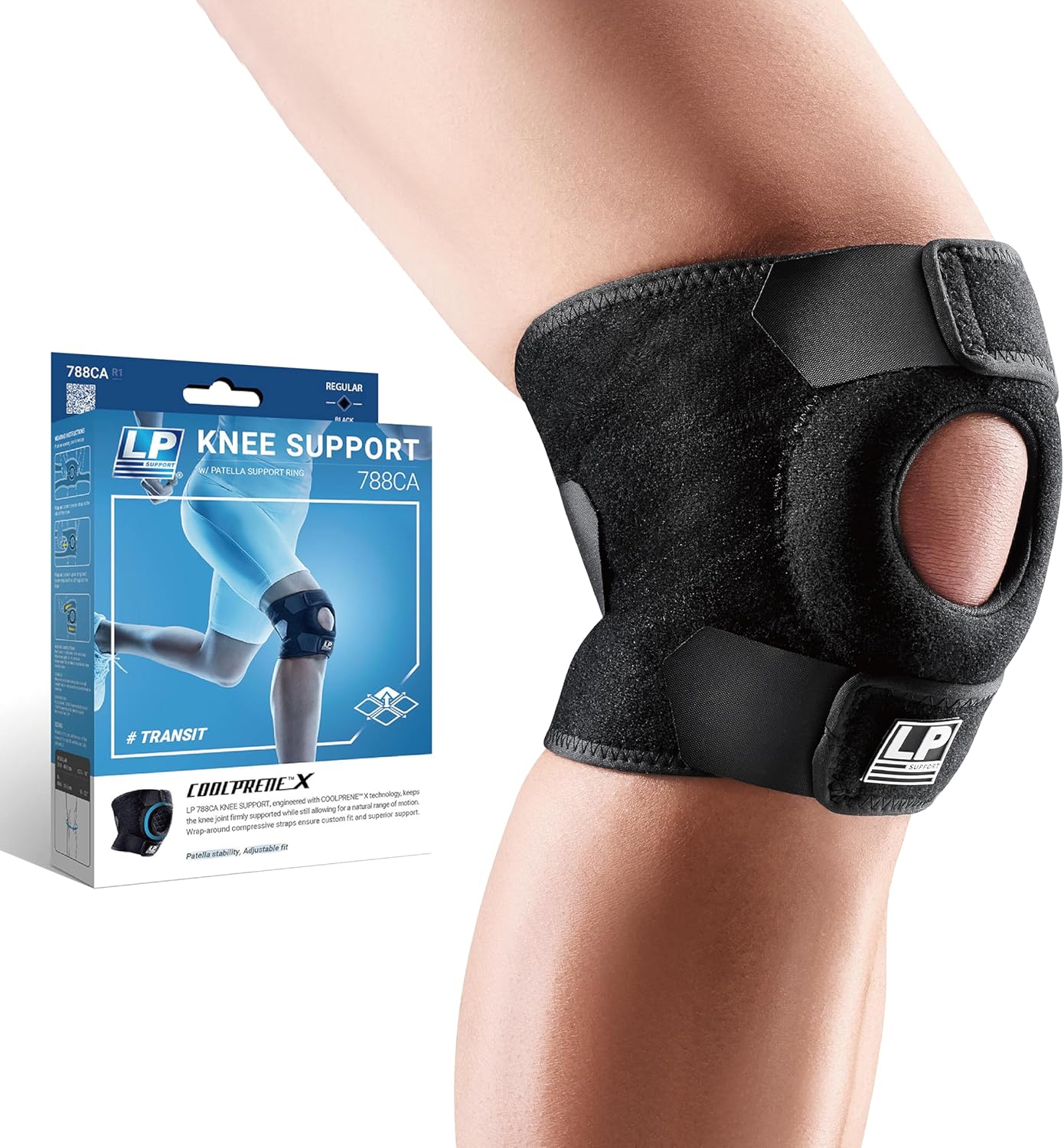 LP 788CA Adjustable Knee Brace with Open Patella - Kneecap Support for Running, Biking, Aerobics, Fitness, Football, Basketball, Hiking and Pain Relief (Regular Size, 1pcs)