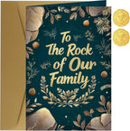 Grandpa Birthday Card, Happy Birthday Grandpa - To the Rock of Our Family - Elegant Birthday Card with Gold Foil Message, Heartfelt Tribute to His Strength and Love, 5.55" x 8.03"