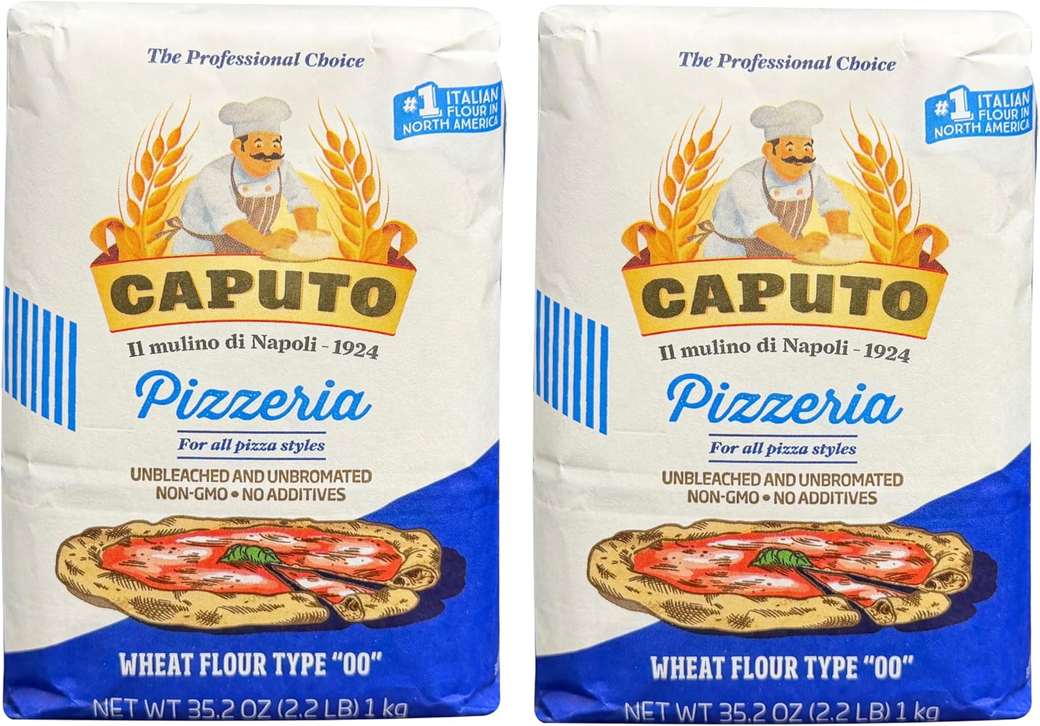 Antimo Caputo Pizzeria 00 Flour (Blue) 2.2 LB - Pack of 2 (Total 4.4 LBS)