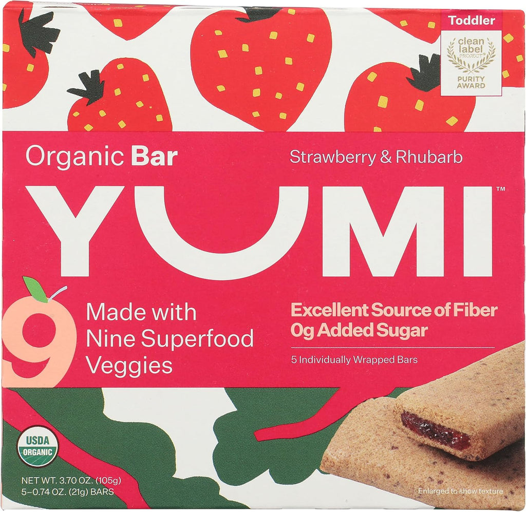 Yumi, Bars Toddler Strawberry Rhubarb Organic, 3.7 Ounce