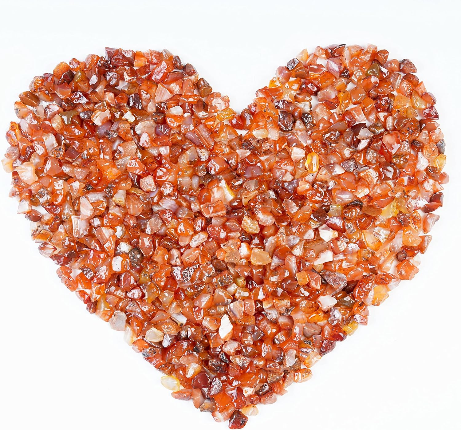 Crocon 1/2 LB Crushed Carnelian Chips Bulk Stone 1100+ Carats Natural Quartz Pieces Irregular Shape Gemstone Tumbling Cabbing Gem Mining Chakra Balancing Reiki and Crystal Healing Home Office Décor