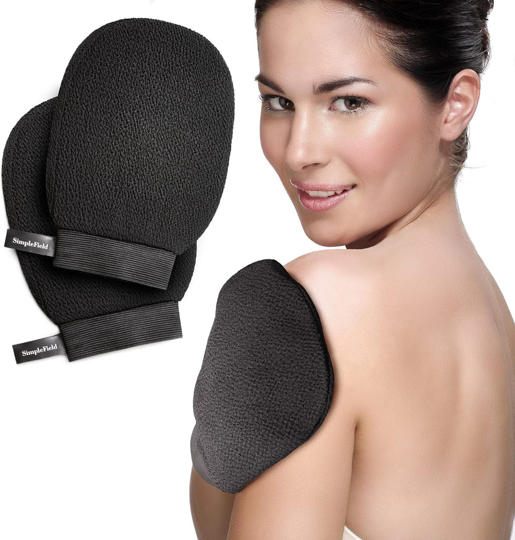 Korean Exfoliating Mitt for Remove Dead Skin. 2 Pack 100% Viscose Kessa Deep Exfoliating Gloves for Body Scrub, Keratosis Pilaris and Self Tanning Removal. Easily Smooth Skin Surface.