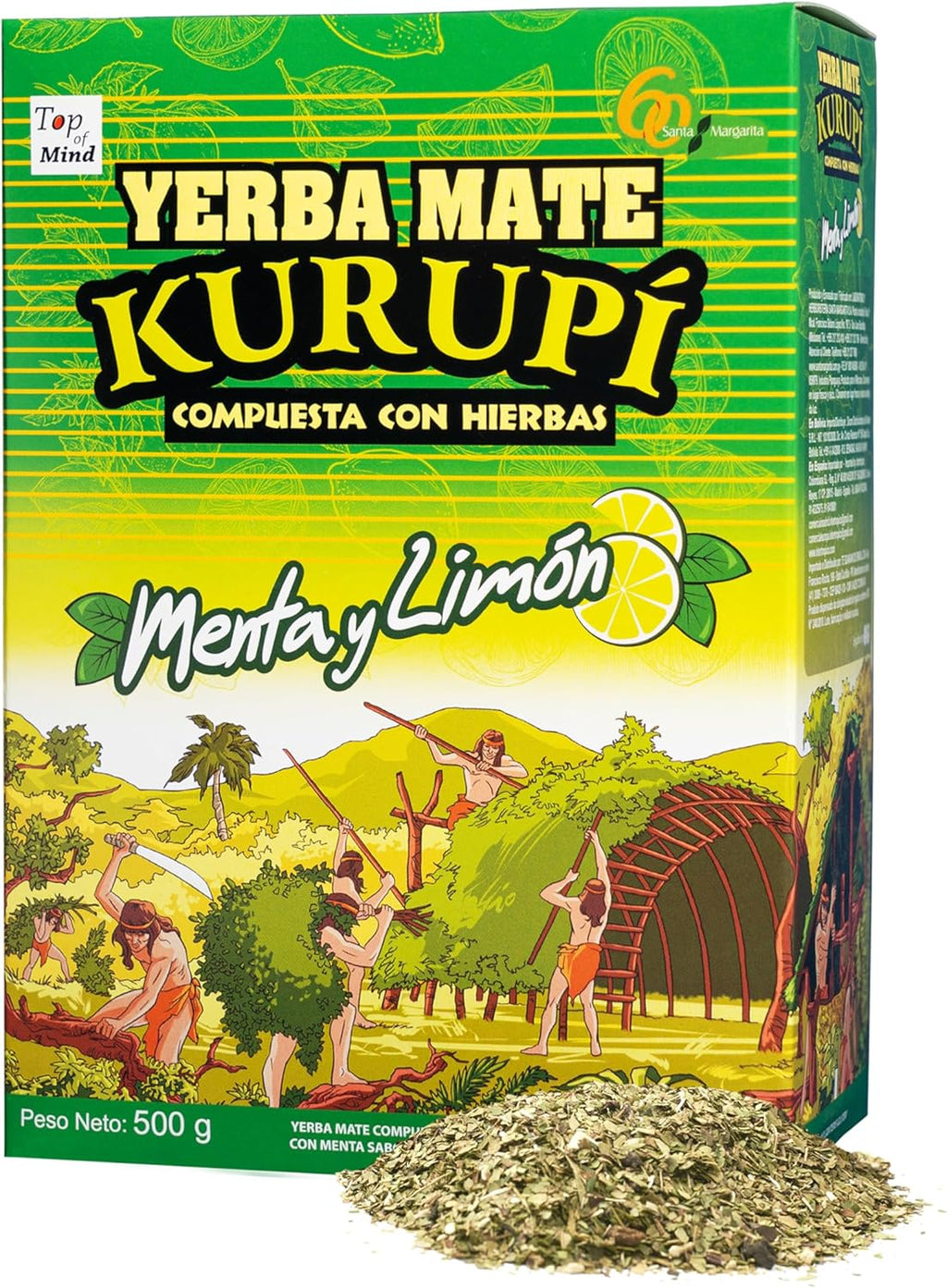 Kurupi Yerba Mate with Mint and Lemon 500 g (1.1 lb) - Refreshing Paraguayan Herbal Blend -Loose Leaf Tea Naturally Cooled with Mint & Citrus Aroma - Gluten Free