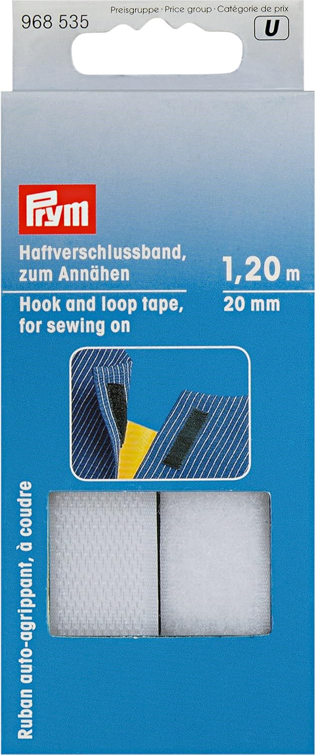 Prym Hook and Loop Tape, 100% Polyamide White, 2.8 x 9 x 0.48 cm