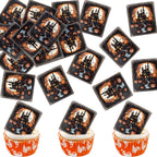 40Pcs Edible Black Ghost House Cupcake Toppers Black Castle Halloween Card Cupcake Picks for Halloween Party Decorations Boys Girls Goth Birthday Party Cake Cupcake Decorations Supplies