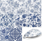 16 Pcs 8 Styles Decoupage Napkins, Blue and White Floral Paper Napkins Chinoiserie Decorative Cocktail Napkin Pretty Printed Cocktail Paper for DIY Crafting Furniture Decor Birthday Party Baby Shower