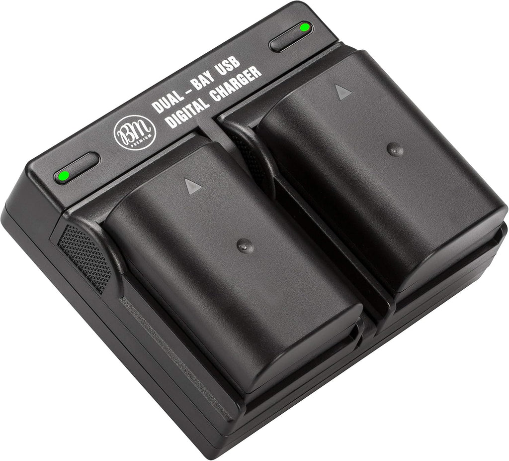 BM Premium 2 Pack of BLX-1 High Capacity Batteries and Dual Bay Battery Charger for Olympus OM System OM-1, OM-1 Mark II, OM-3, HLD-10 Cameras