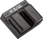 BM Premium 2 Pack of BLX-1 High Capacity Batteries and Dual Bay Battery Charger for Olympus OM System OM-1, OM-1 Mark II, OM-3, HLD-10 Cameras
