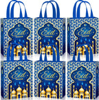 Eid Gift Bag with Handles Reusable Mubarak Treat Bag Non Woven Tote Bags for Ramadan Eid
