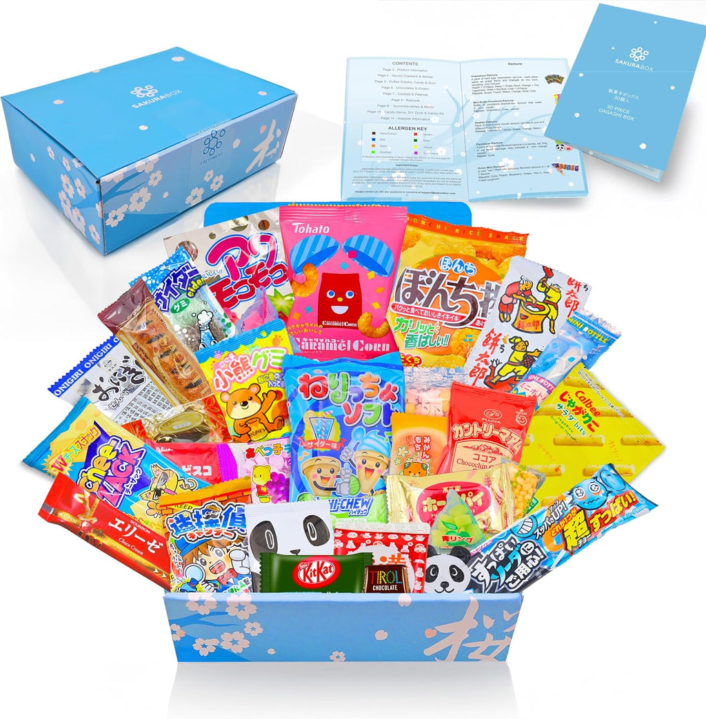 Sakura Box Japanese Snacks & Candy 30 Piece Dagashi Gift Box Set