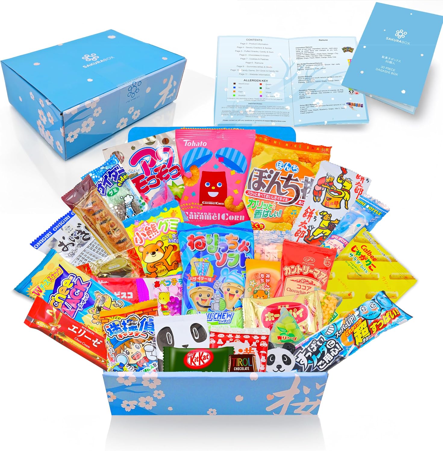 Sakura Box Japanese Snacks & Candy 30 Piece Dagashi Gift Box Set