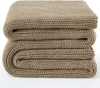 Guohaoi Knitted Weighted Blanket for Adults (Beige 60"x80" 17lbs) No Beads Cooling Throw Blanket for Hot Sleepers, Home Decor Breathable Chunky Knit Heavy Blanket Use on Queen/King Size Bed