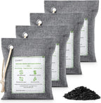 CLEVAST Bamboo Charcoal Air Purifying Bags - (Large, 4×200g), Removes Odors and Moisture, Nature Fresh Air Purifier Bags, Odor Eliminator for Home, Car, Pets, Bathroom, Basement