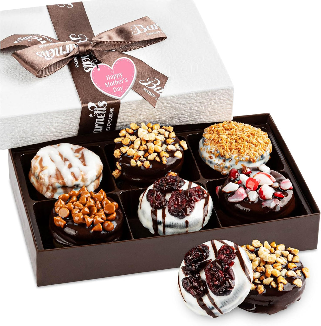 Barnetts Mothers Day 6 Chocolate Cookies Gift Basket, Gourmet Chocolate Covered Candy Gifts for Food Delivery Baskets, Him and Her Treats Ideas for Mother, Mom, Grandmother, Grandma, Wife, Sister, Daughter