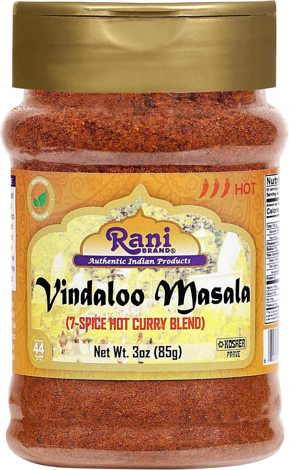 Rani Vindaloo Curry Masala Indian Spice Blend 3oz (85g) PET Jar ~ All Natural | Salt Free | Vegan | Gluten Friendly| NON-GMO | Kosher | No colors | Indian Origin
