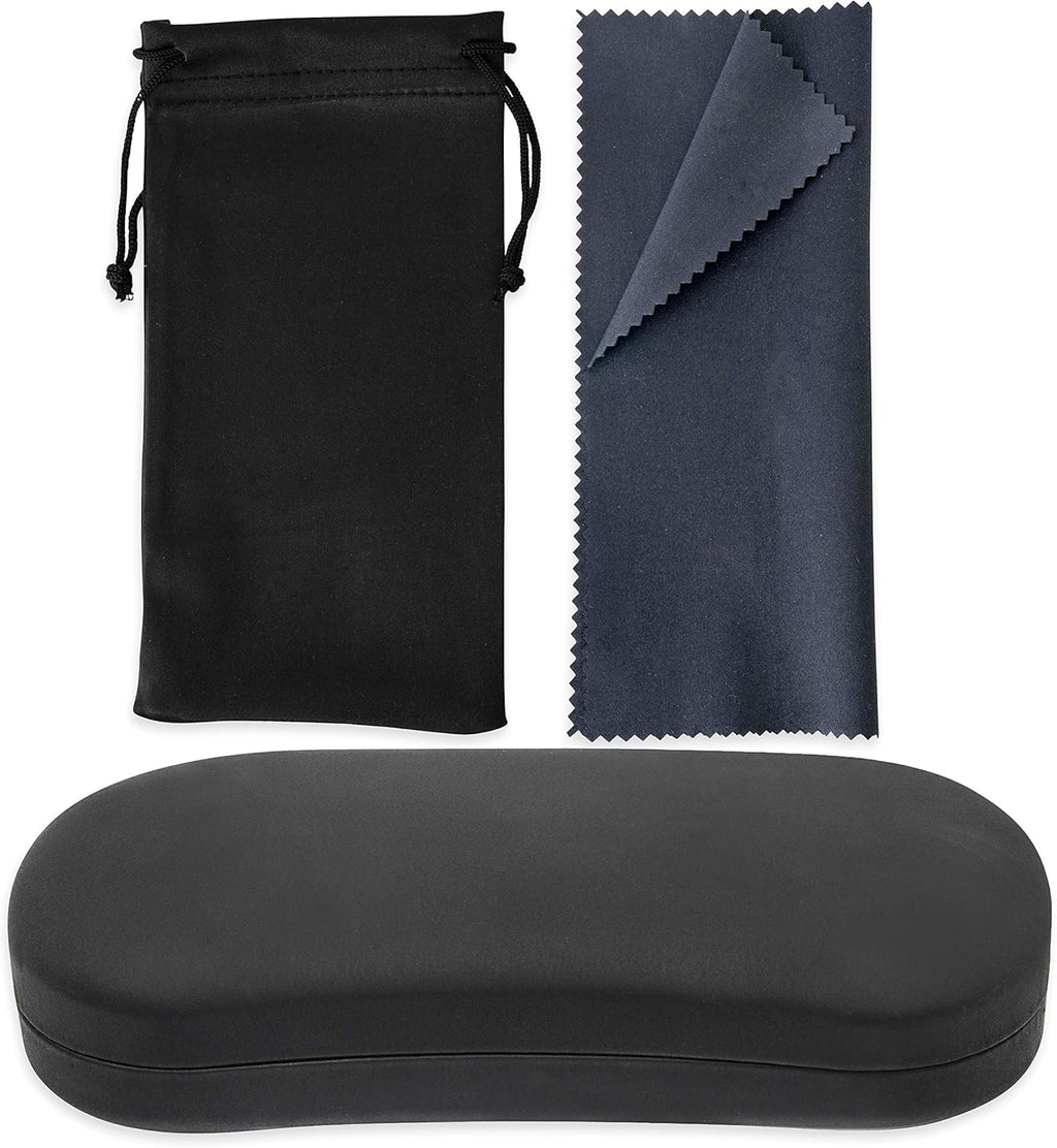 Noble Hard Shell Glasses Case - Protective Eyeglass Case for Glasses with Microfiber Cleaning Cloth and Pouch
