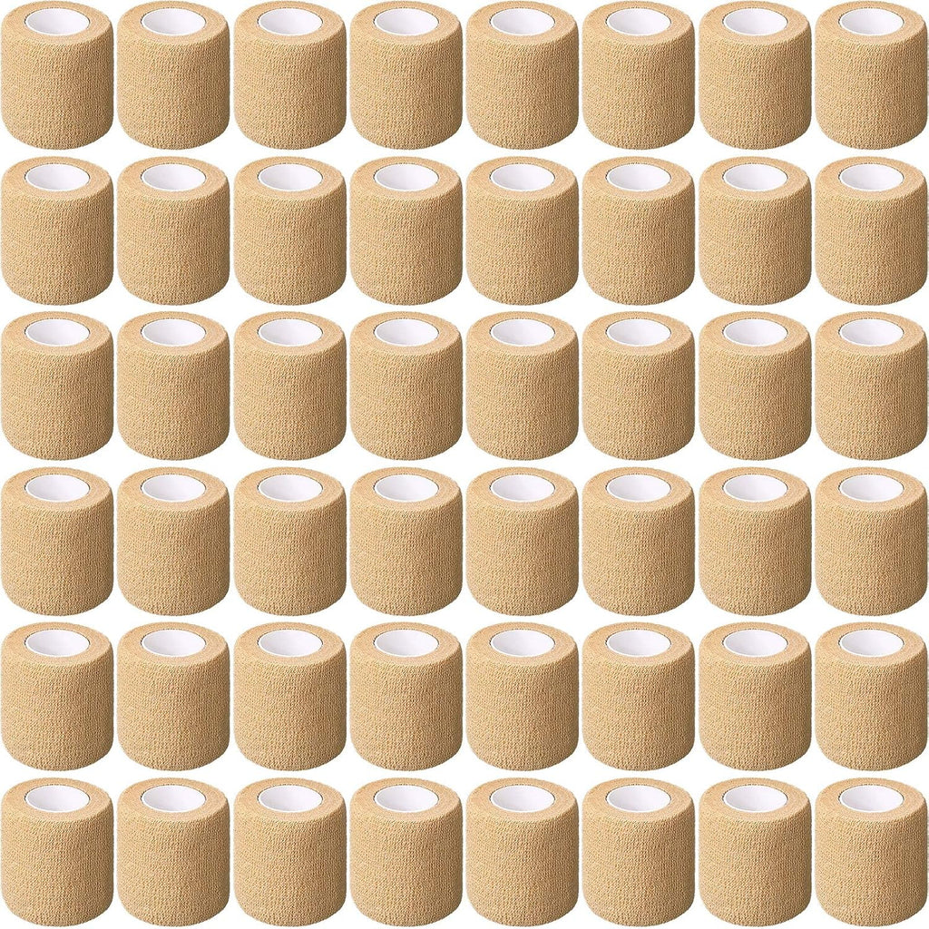Treela 96 Pack Self Adhesive Bandage Wrap 2 Inch x 5 Yard Self Adherent Cohesive Bandages Elastic Athletic Sports Tape Breathable Wound Tape for Stretch Athletic Wrist Ankle(Nude)