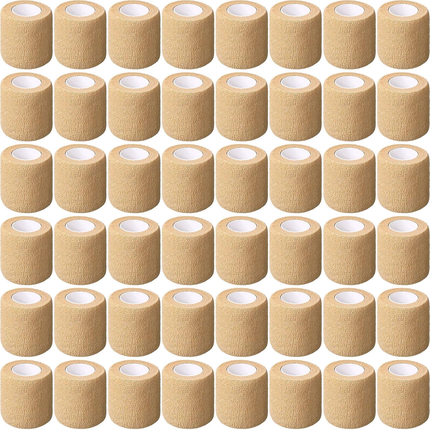Treela 96 Pack Self Adhesive Bandage Wrap 2 Inch x 5 Yard Self Adherent Cohesive Bandages Elastic Athletic Sports Tape Breathable Wound Tape for Stretch Athletic Wrist Ankle(Nude)