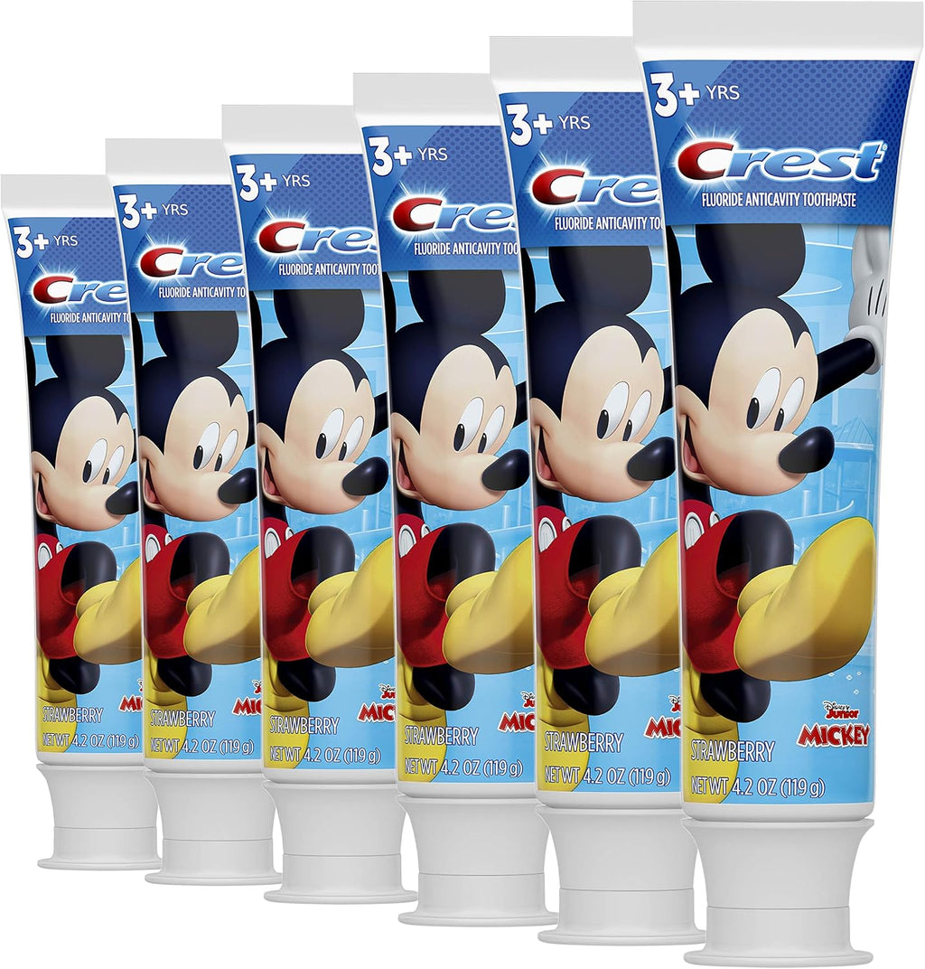 Crest Kid's Cavity Protection Toothpaste Featuring Disney Junior Mickey Mouse, Strawberry, Ages 3 plus, 4.2 Ounce (Pack of 6)