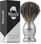 Perfecto 100% Original Pure Badger Shaving Brush, Engineered for The Best Gift For Him. All Methods, Safety Razor, Double Edge Razor, Straight Razor, Shaving Razor, Gift for Men