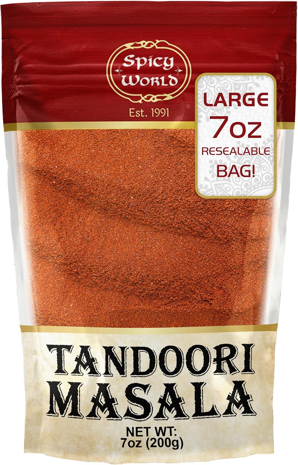 Spicy World Tandoori Masala Spice Mix Seasoning 7 Oz - 18 spice blend - Premium Quality Tandori Masala, Marinade & Grill Spice Blend