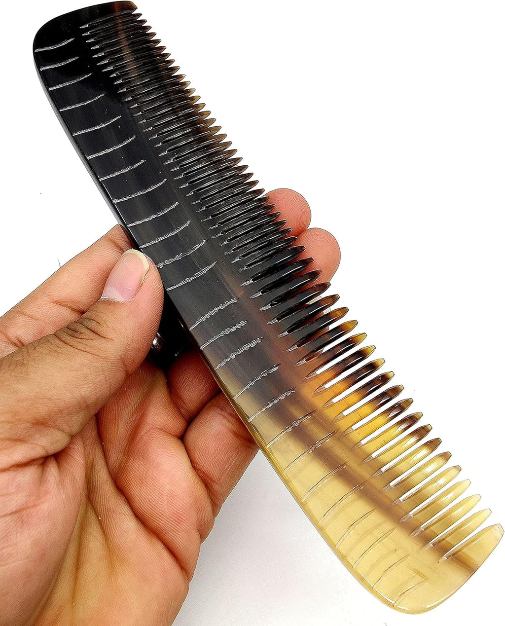 5MOONSUN5's Ox Horn Comb - Premium Quality 100% Handmade Anti Static Natural Fine Horn Pocket Comb Without Handle - Professional Detangling Massage - Great Gift - 7.5 inch